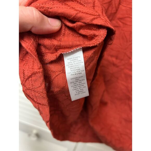 LOFT NWT Burnt Orange Floral Embroidered Half-Sleeve Blouse, Sz 14, MP $40 - Picture 3 of 3